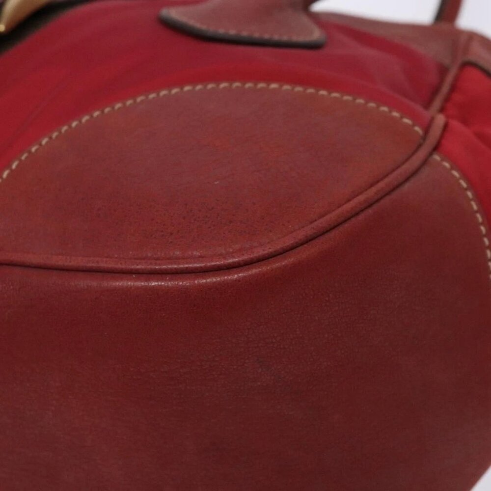 PRADA Shoulder Bag Leather Nylon Red Gold Auth 138849 - Picture 5 of 16